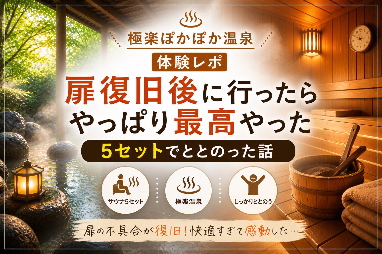 【橿原ぽかぽか温泉 体験レポ】扉復旧後に行ったらやっぱり最高やった｜5セットでととのった話