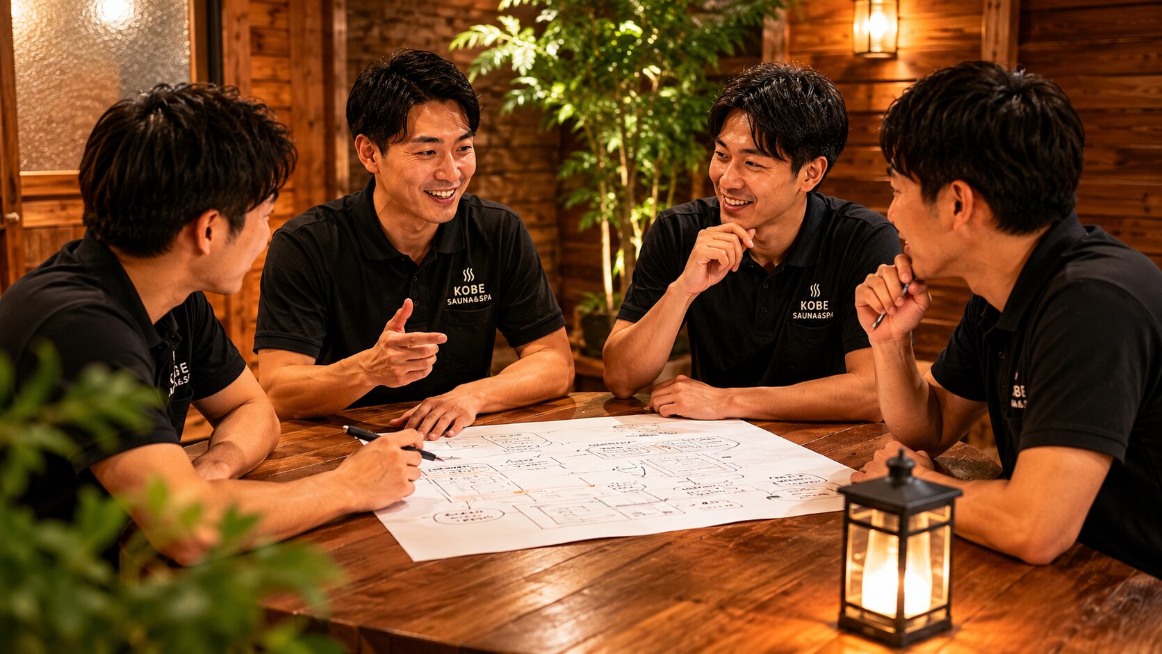 神戸サウナ&スパのスタッフ打ち合わせ風景